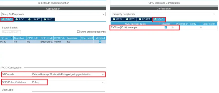 STM32 External Interrupt Configuration