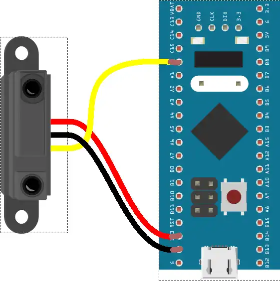 GP2Y0A41SK0F Connection with STM32