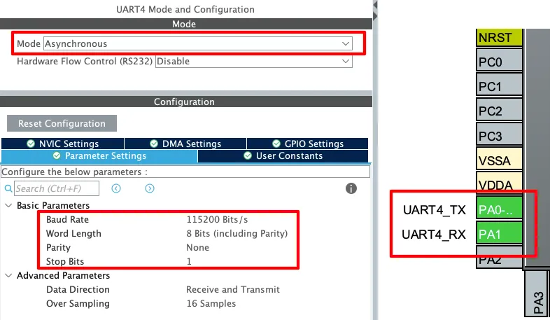 STM32 ESP8266 UART configuration