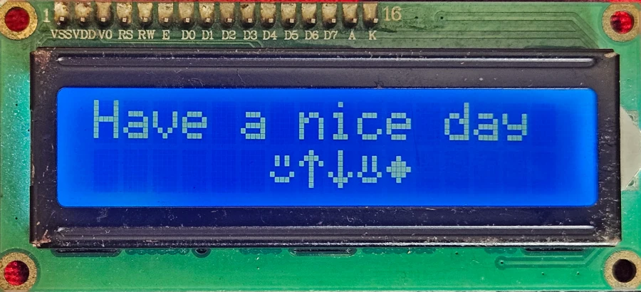Multiple custom characters are printed on the LCD1602 with Arduino.