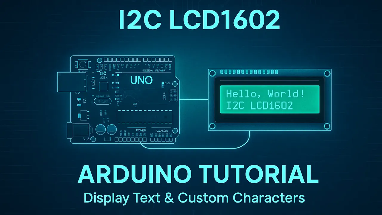 Interfacing I2C LCD1602 with Arduino: Display Text, Numbers, and Custom Characters