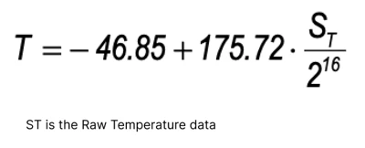 SHT21 formula to convert raw temperature data to degree Celcius.