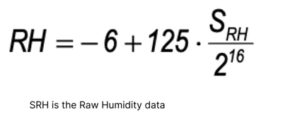 SHT21 formula to convert raw humidity data to %RH.