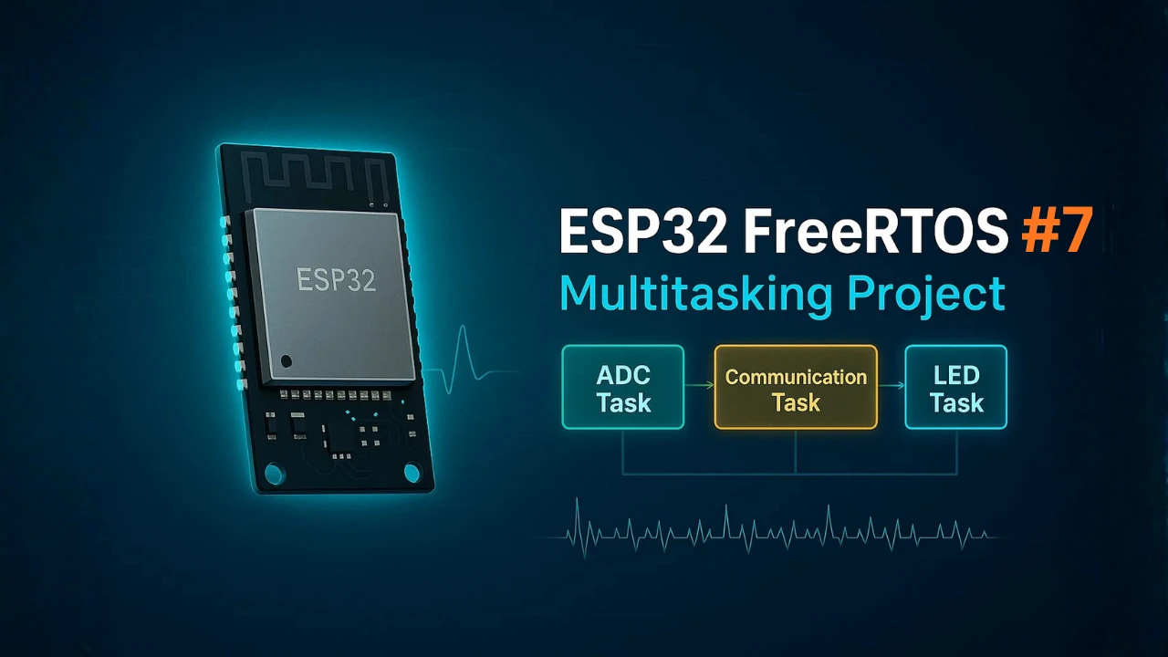 ESP32 FreeRTOS Multitasking Example: ADC Sensor, Communication and LED Tasks