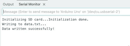 Arduino successfully write the data to the file in SD card.