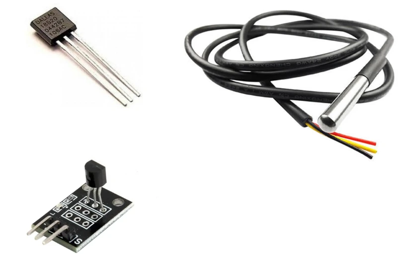 Image showing different types of DS18B20 sensor Modules.
