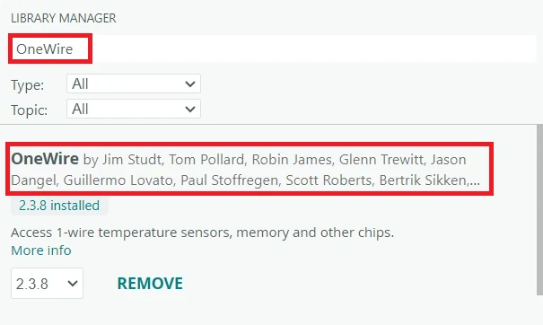 Install one wire library on Arduino IDE