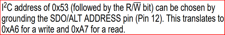 image from the ADXL345 datasheet shows the address of the device is 0x53.