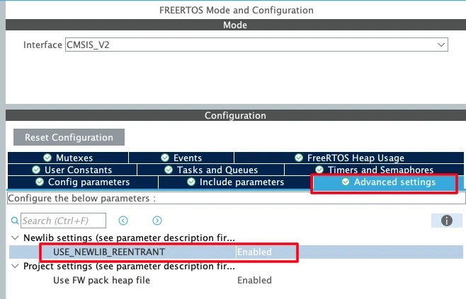 Enable FreeRTOS USE_NEWLIN_REENTRANT in STM32CubeMX.