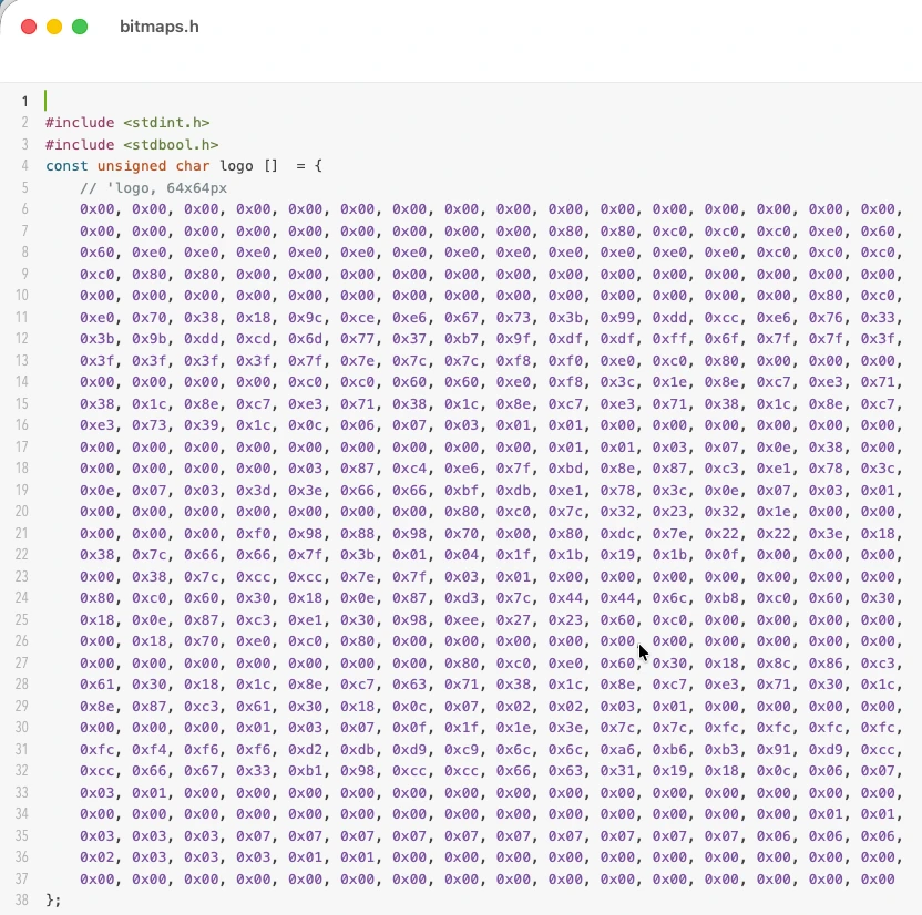 create a separate header file to store the bitmap byte array.