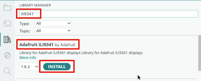 Install Adafruit ILI9341 library on Arduino IDE.