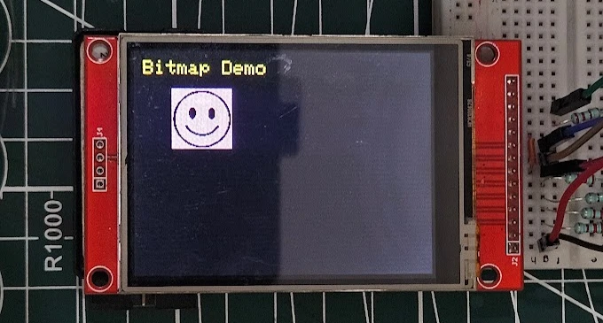 Image shows the ILI9341 drawing the bitmap icon on the display.