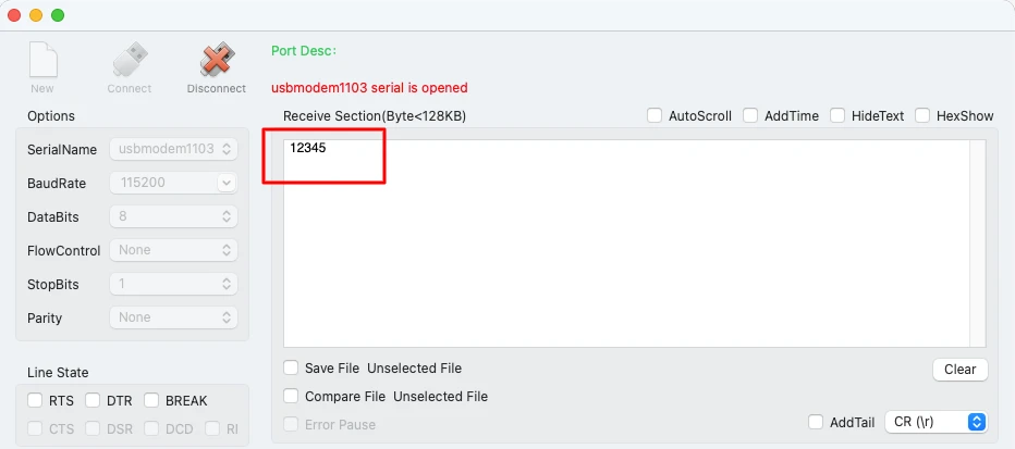 Serial console shows the number sent by STM32 via UART. It has received the same data.