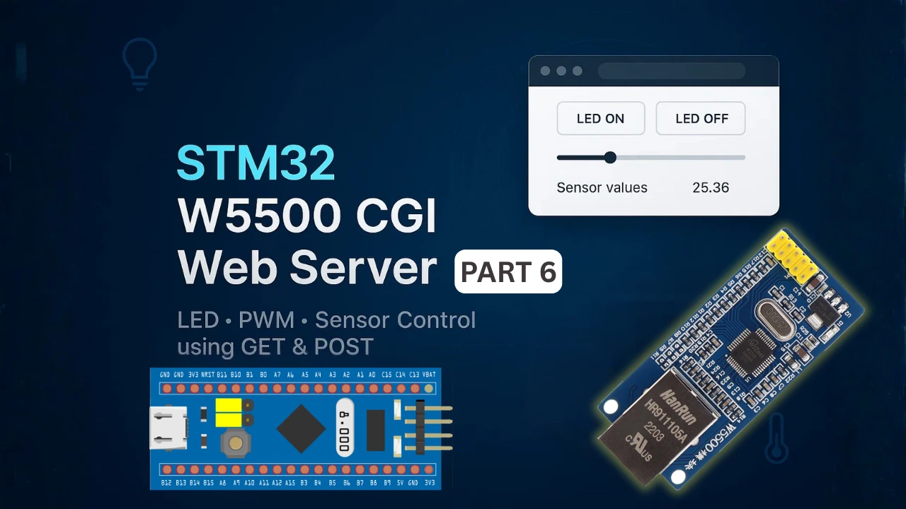 STM32 W5500 CGI Web Server: Control LED, PWM and Read Sensor Data