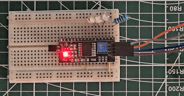 gif showing the LEDs connected to PCF8574 blinks one at a time.