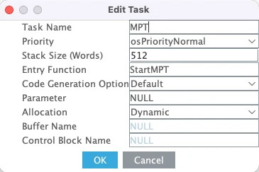 Medium Priority Task configured in STM32CubeMX with its priority to use the shared resource using Semaphore.