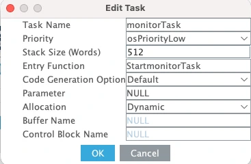 Tasks and Queues tab showing the monitor task configuration
