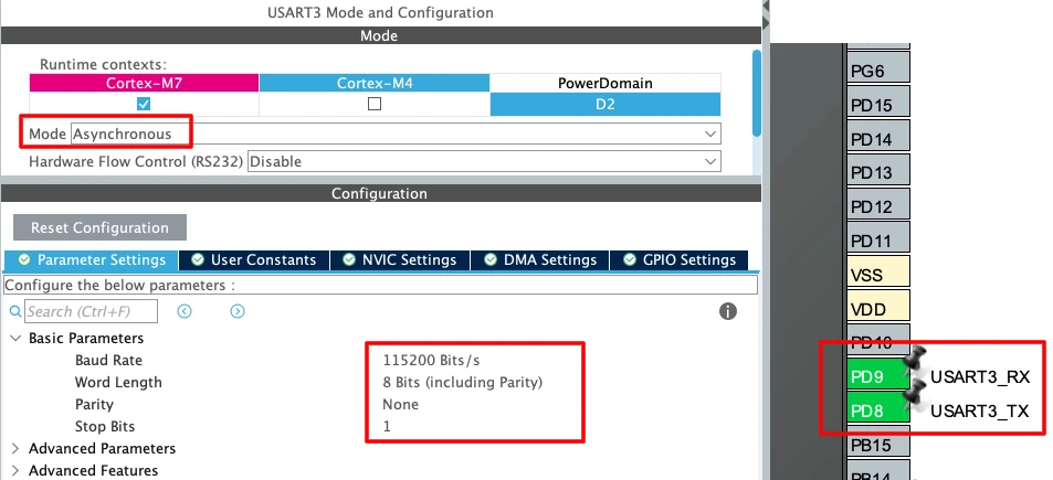STM32 UART configuration for serial logging