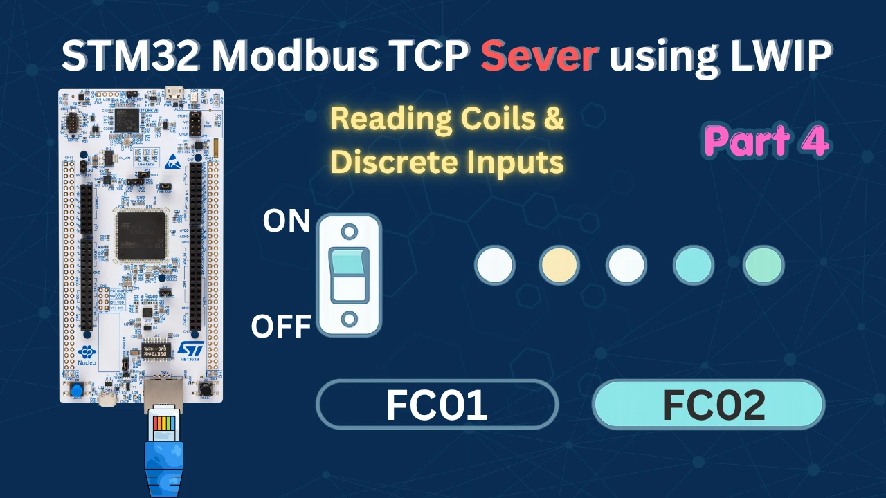 STM32 Modbus TCP Server using LWIP – Part 4: Reading Coils and Discrete Inputs (FC01 & FC02)